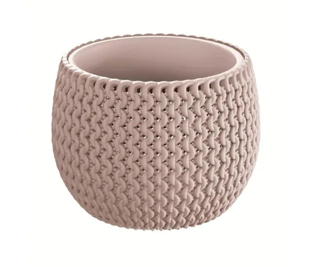 Maceta Redonda Con Deposito Splofy Bowl De Plastico En Color Mocca 23,9 (Largo) X 23,9 vasto X 16,1 (Altura) Cm