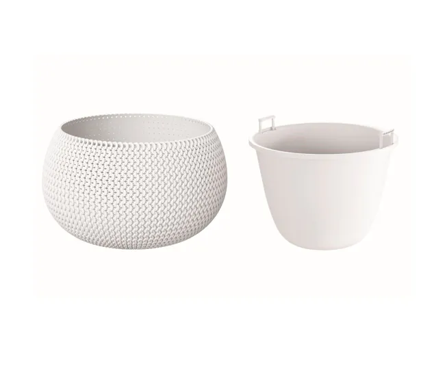 Maceta Redonda Con Deposito Splofy Bowl De Plastico En Color Blanco 23,9 extenso X 23,9 (Ancho) X 16,1 (Altura) Cm