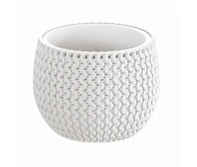 Maceta Redonda Con Deposito Splofy Bowl De Plastico En Color Blanco 23,9 extenso X 23,9 (Ancho) X 16,1 (Altura) Cm