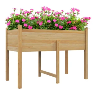Outsunny Mesa de Cultivo de Madera Huerto Urbano Elevado 115x55x80 cm Jardinera de Cultivo con Tela no Tejida para Cultivo...