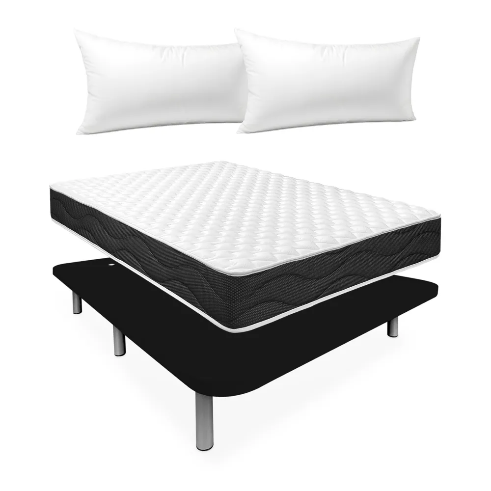 Pack base tapizada flora,colchón viscoblack,viscoelástico 105x190cm Compatible con Sistemas de Riego por Goteo