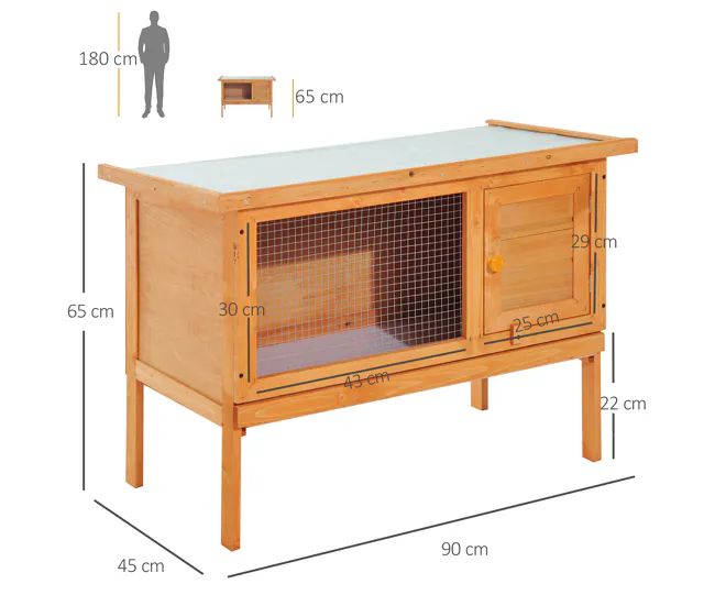 PawHut Casa para Conejos Exterior Conejera Grande de Patas Elevadas con Bandeja Extraíble Fácil de Asear Estable Buena Ven...