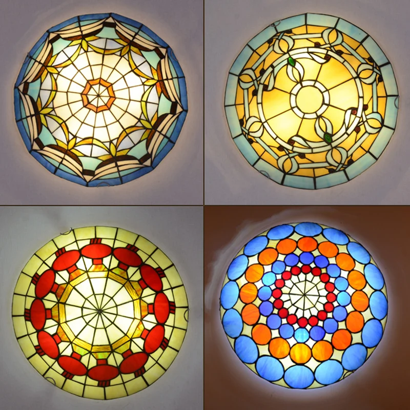 Plafoniera da incasso cupola stile Tiffany Plafoniera vetro artistico arrotolato mano per camera da letto con Certificado...