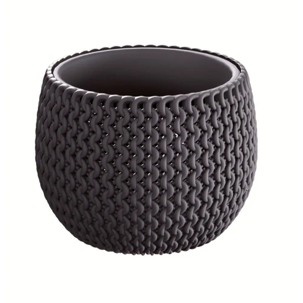 Plato de Drenaje Profundo Maceta redonda Splofy Bowl de plastico antracita 37x37x21 cm con deposito