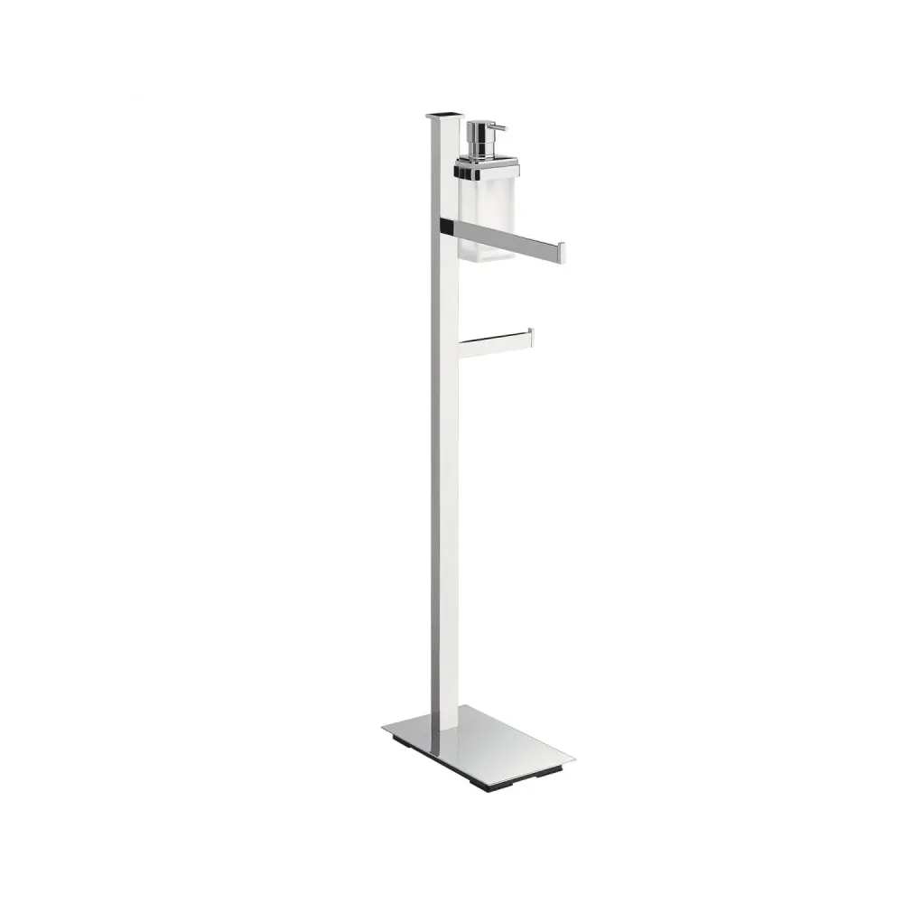Plato de Drenaje Profundo Piantana destra con spandisapone, porta rotolo e porta salvietta ottone Units di Colombo Design