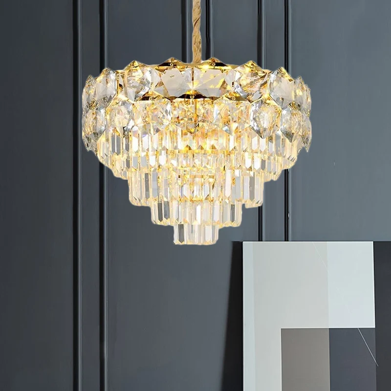 Profesional para Exteriores Lampadario sospensione K9 cristallo oro conico 8/11 luci tradizionale plafoniera sospensione p...