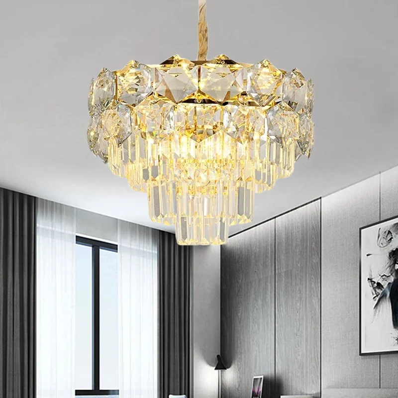 Profesional para Exteriores Lampadario sospensione K9 cristallo oro conico 8/11 luci tradizionale plafoniera sospensione p...