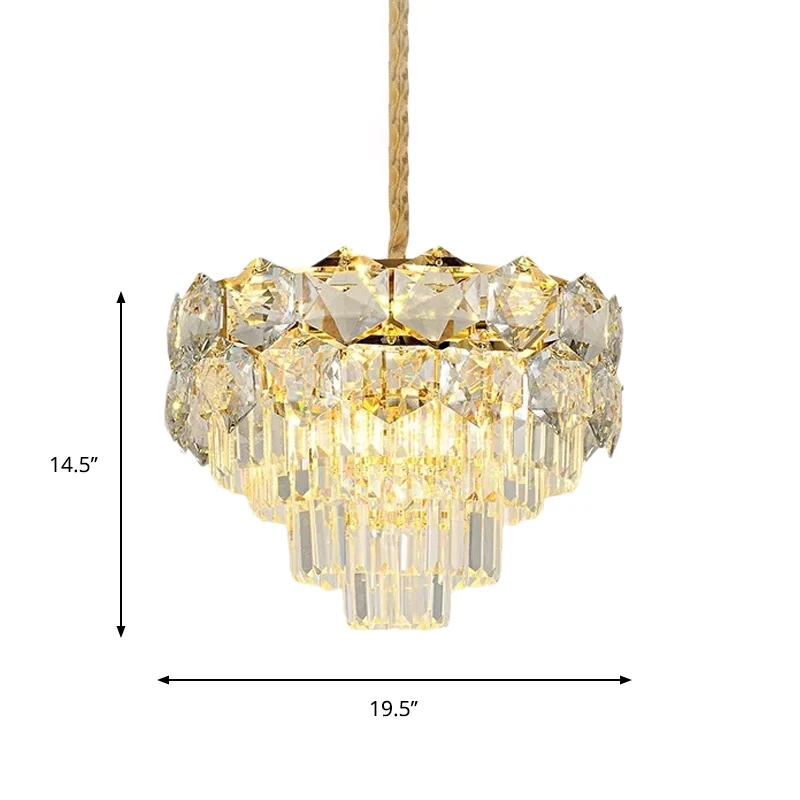 Profesional para Exteriores Lampadario sospensione K9 cristallo oro conico 8/11 luci tradizionale plafoniera sospensione p...