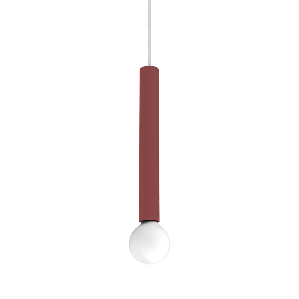 Puro lámpara pendiente, 1x E27, max 42w, piel de vaca roja, d.4cm h.40cm