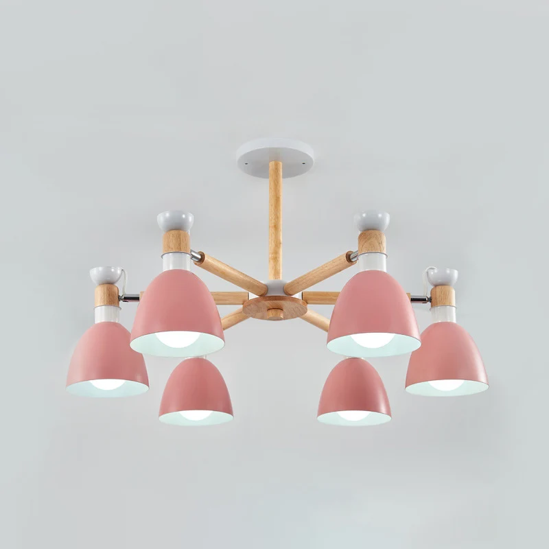 Resistente la Intemperie Lampadario campana stile Macaron Illuminazione sospensione per camera da letto metallo con asta d...