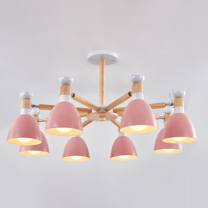 Resistente la Intemperie Lampadario campana stile Macaron Illuminazione sospensione per camera da letto metallo con asta d...