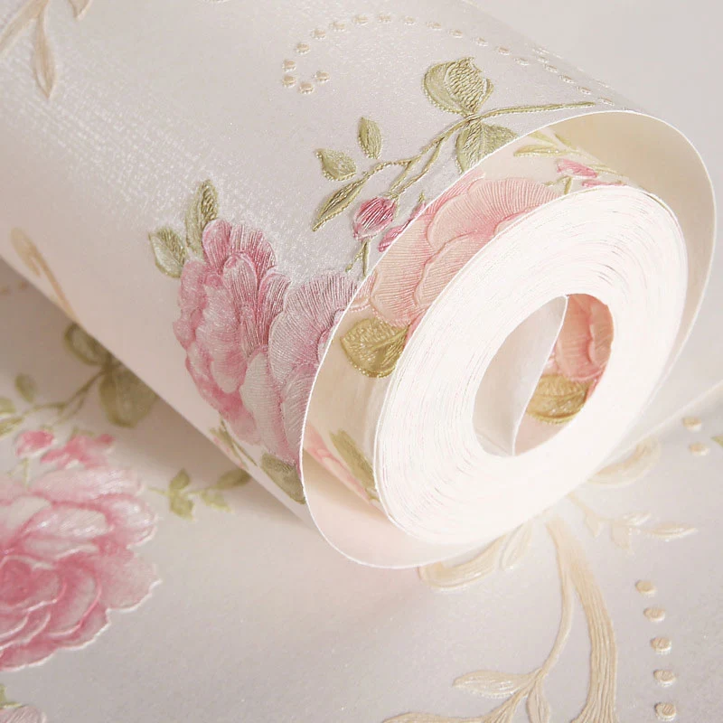Rotolo di carta da parati europea da 31' x 20,5" per la camera da letto della ragazza con motivo floreale espeso effetto 3...