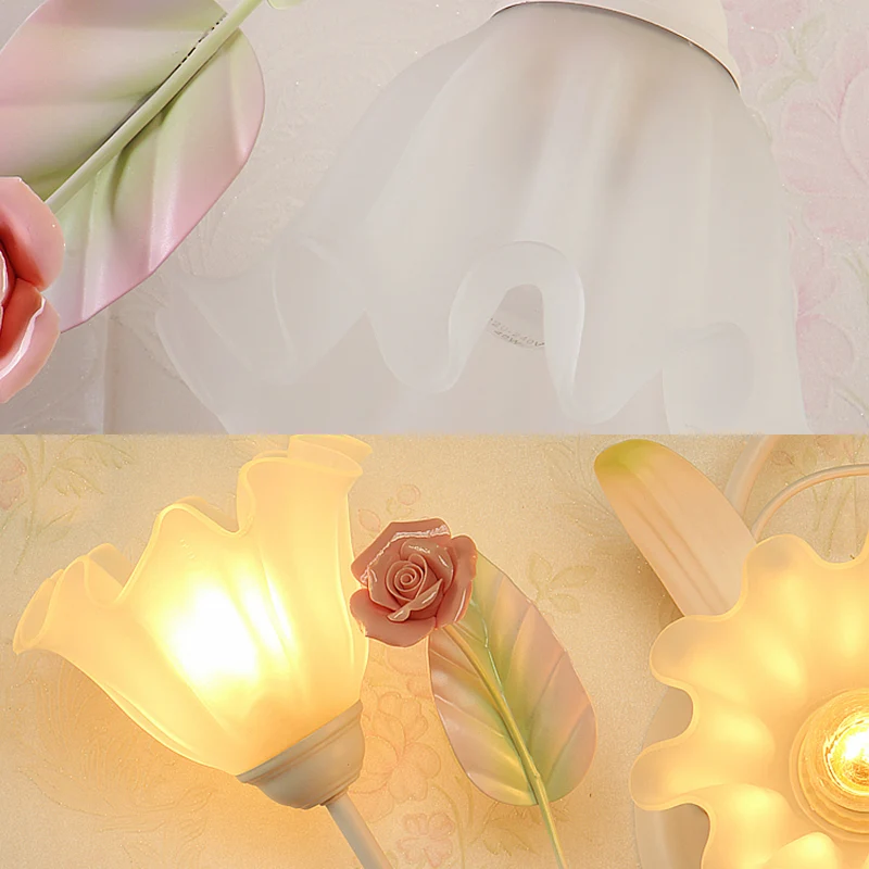 Sistema de Jardín Vertical Modular Lampada sospensione rustica 4/7 luci per camera da letto con fiore vetro bianco, montag...