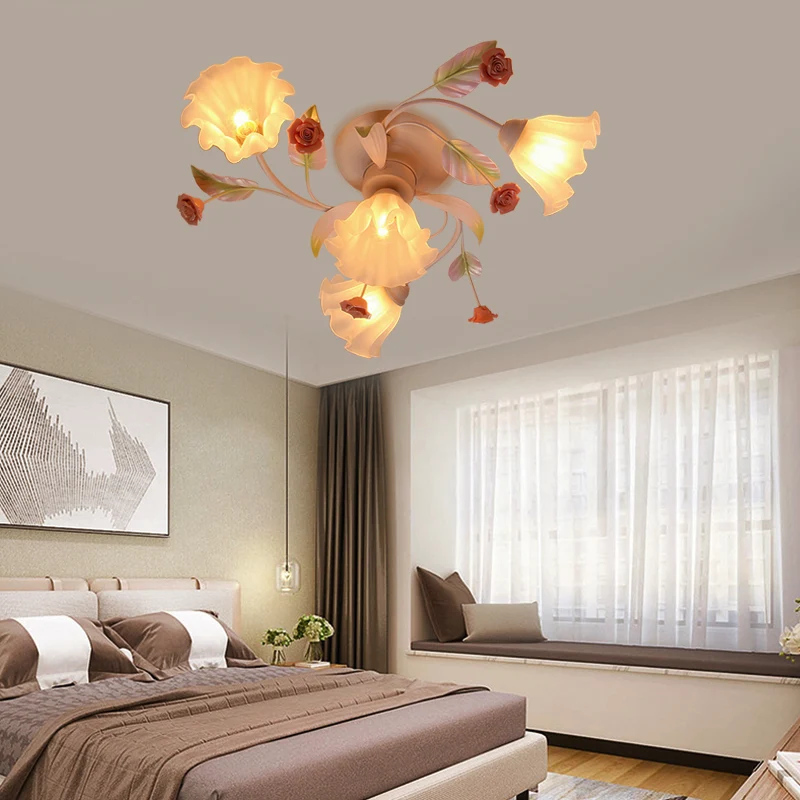 Sistema de Jardín Vertical Modular Lampada sospensione rustica 4/7 luci per camera da letto con fiore vetro bianco, montag...