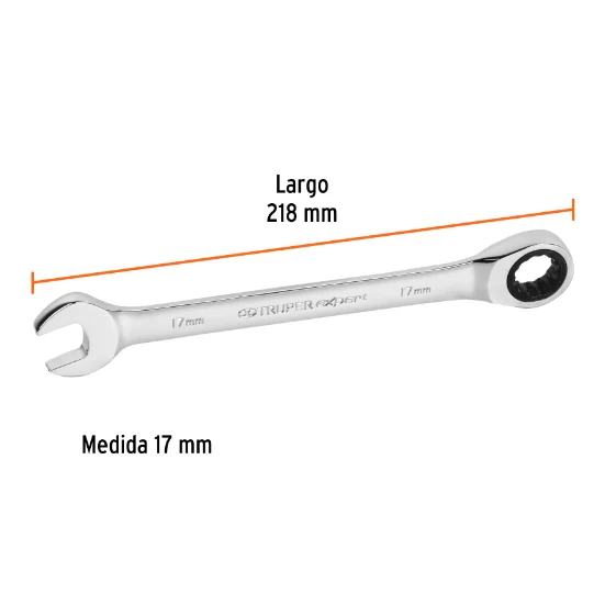 Soporte para Macetas Ajustable Llave combinada con matraca, 17 x 218 mm, Truper Expert