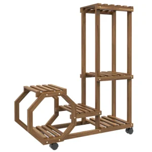 Soporte para Macetas Ajustable Outsunny Estanterí para Plantas de 5 Niveles Soporte para Macetas de Madera Soporte para Pl...