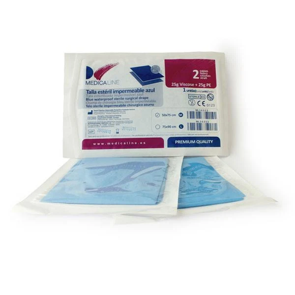 Tallas Esteril Azul M 50X75cm 25+25gr. Visc.Pe 100Uds.