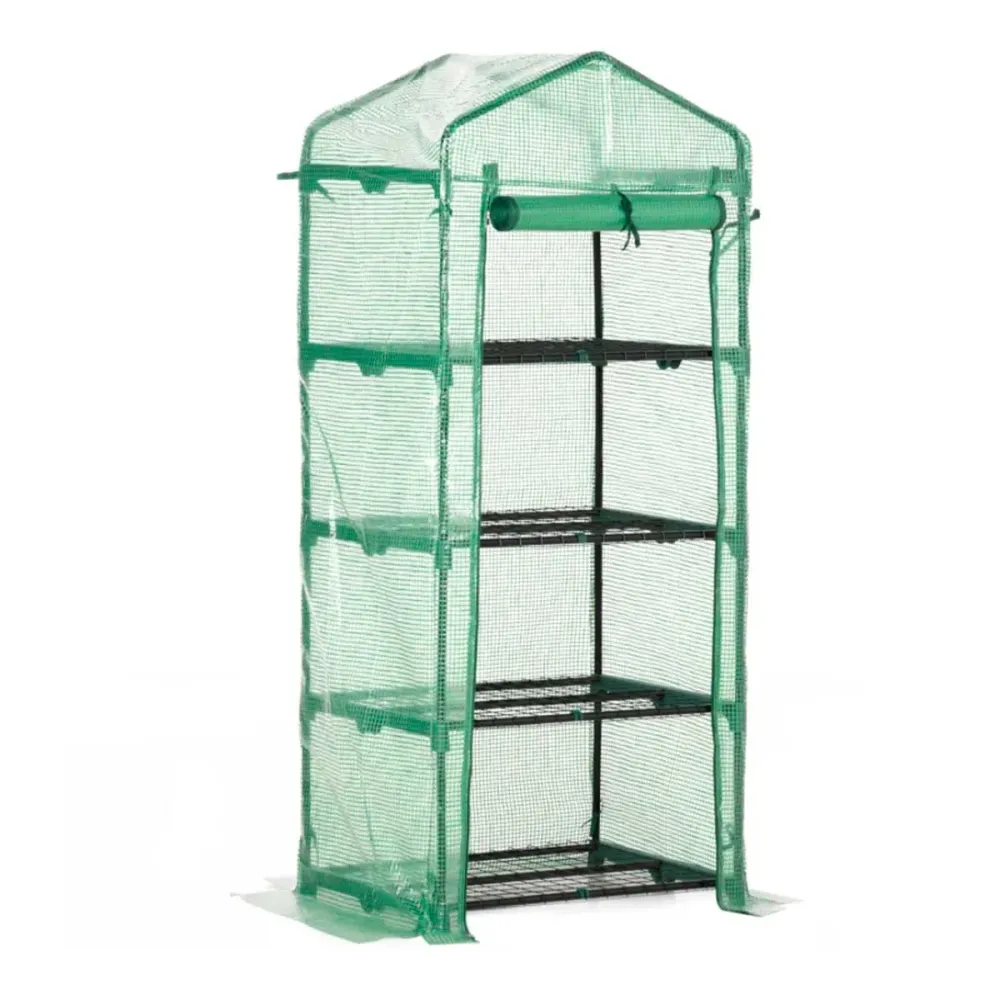 Domo para Semillas Invernadero para exterior Outsunny 4 estantes verde 160x70x50 cm