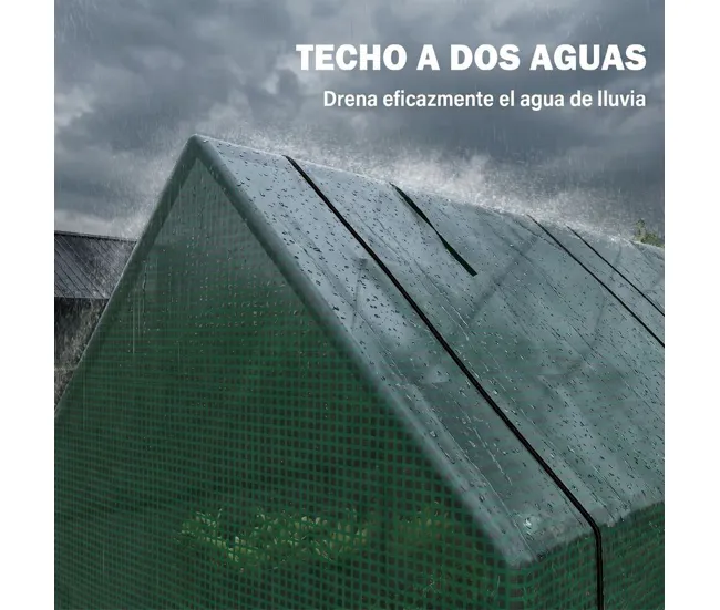 Domo para Semillas Outsunny Invernadero de Exterior Invernadero de Jardín 270x90x90 cm Tipo Caseta con 3 Ventanas Marco de...