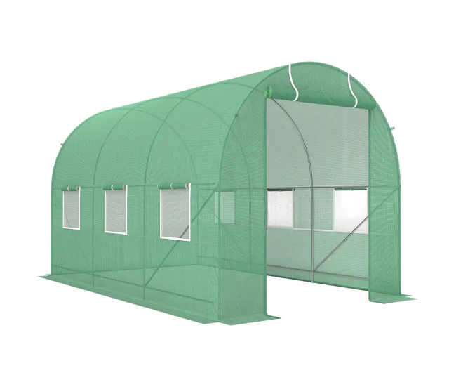 Germinador de Bandejas Outsunny Invernadero de Exterior 3,5x2x2 m Invernadero de Túnel con Cubierta de PE 140 g/m² para Cu...