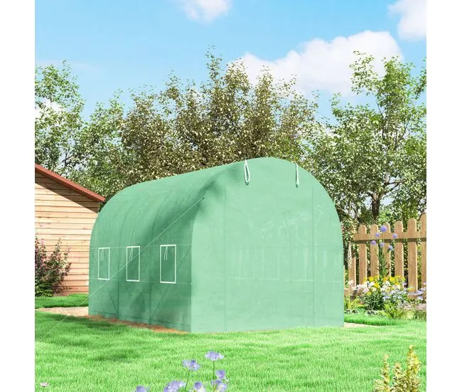 Germinador de Bandejas Outsunny Invernadero de Exterior 3,5x2x2 m Invernadero de Túnel con Cubierta de PE 140 g/m² para Cu...