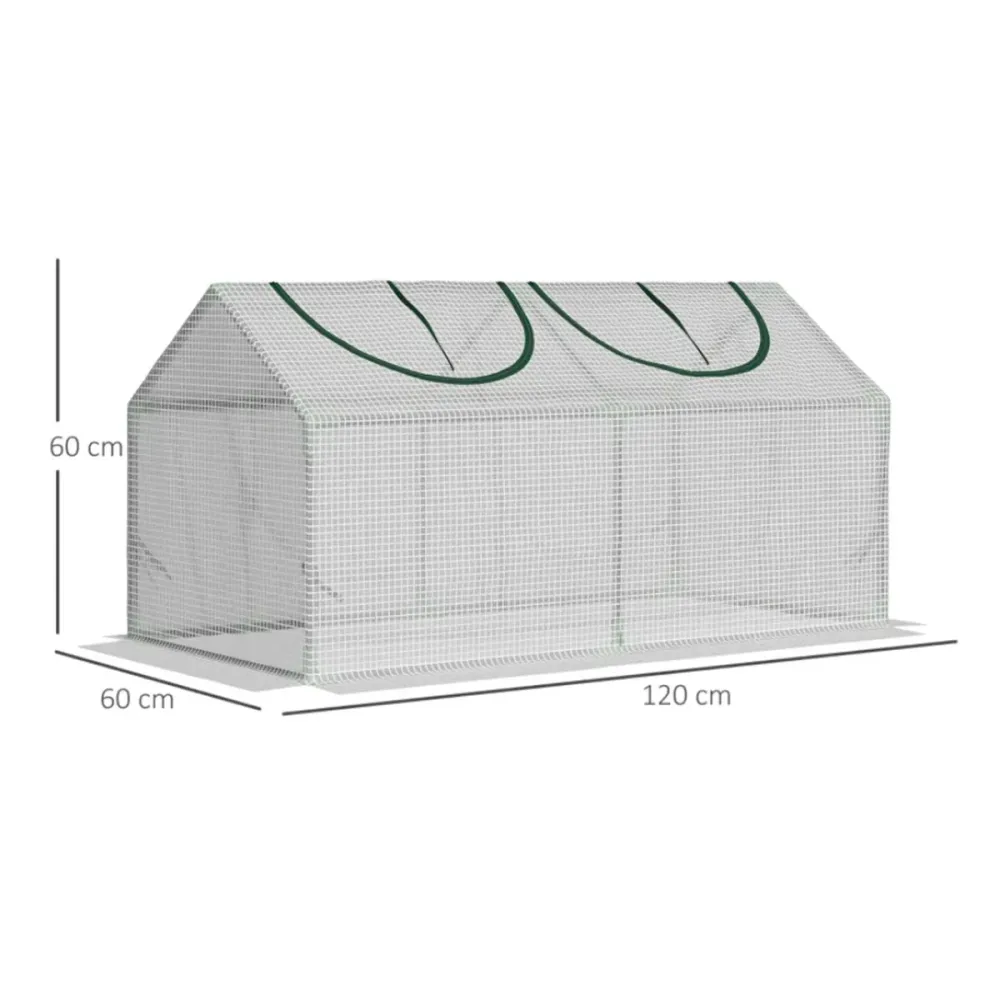 Invernadero para exterior Outsunny 2 ventanas translúcido 60x120x60 cm con Calefacción Ajustable