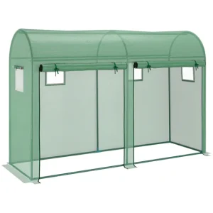 Outsunny Invernadero 300x100x200 cm Caseta de Jardín Invernadero con 4 Ventanas y 2 Puertas para Cultivos Plantas Flores d...