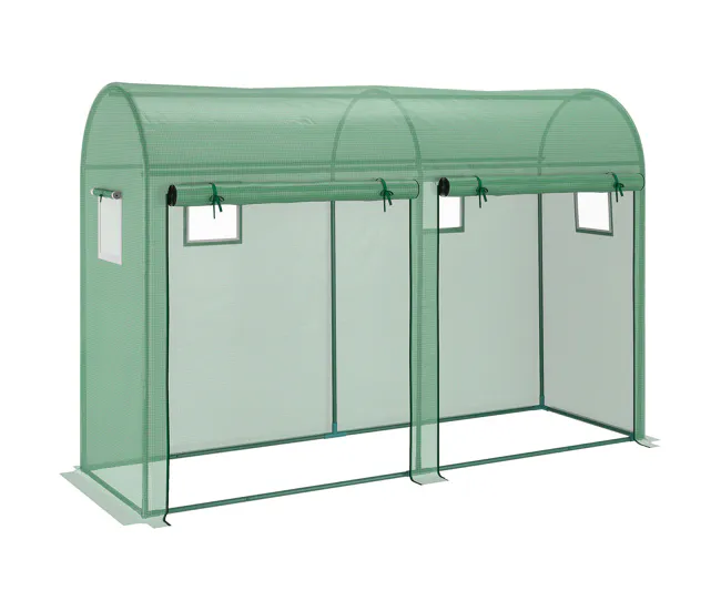 Outsunny Invernadero 300x100x200 cm Caseta de Jardín Invernadero con 4 Ventanas y 2 Puertas para Cultivos Plantas Flores d...