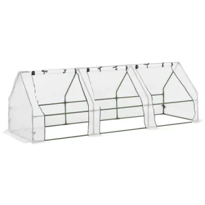 Outsunny Invernadero de Exterior Invernadero de Jardín 270x90x90 cm Tipo Caseta con 3 Ventanas Marco de Acero Invernadero...
