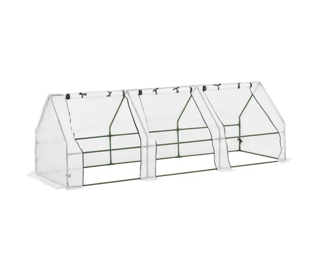 Outsunny Invernadero de Exterior Invernadero de Jardín 270x90x90 cm Tipo Caseta con 3 Ventanas Marco de Acero Invernadero...