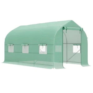 Outsunny Invernadero de Jardín 4x2x2 m Invernadero de Túnel con 6 Ventanas Transpirables y Puerta Enrollable con Cremaller...