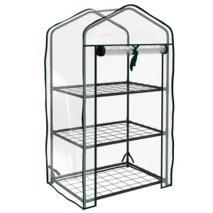 Outsunny Invernadero de Jardín de 3 Niveles Invernadero de Terraza con 3 Estantes 1 Puerta con Cremallera para Cultivo de...