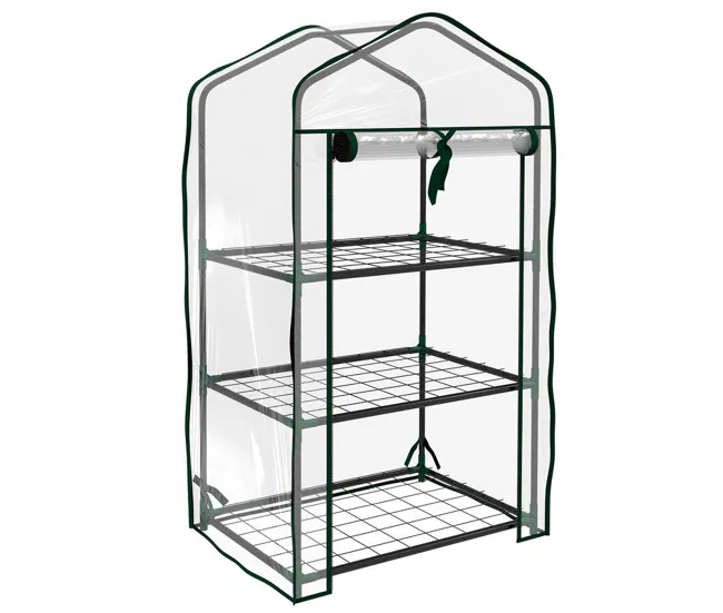 Outsunny Invernadero de Jardín de 3 Niveles Invernadero de Terraza con 3 Estantes 1 Puerta con Cremallera para Cultivo de...