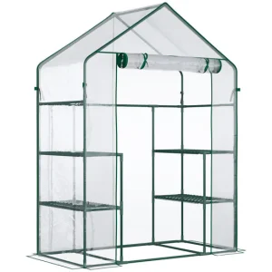Premium de Jardinerí Outsunny Invernadero de Jardín Invernadero de Terraza con 4 Estantes 1 Puerta con Cremallera para Cul...