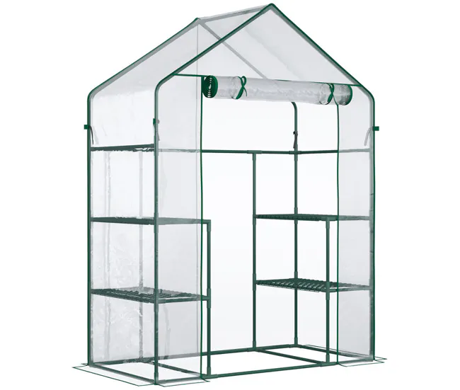 Premium de Jardinerí Outsunny Invernadero de Jardín Invernadero de Terraza con 4 Estantes 1 Puerta con Cremallera para Cul...
