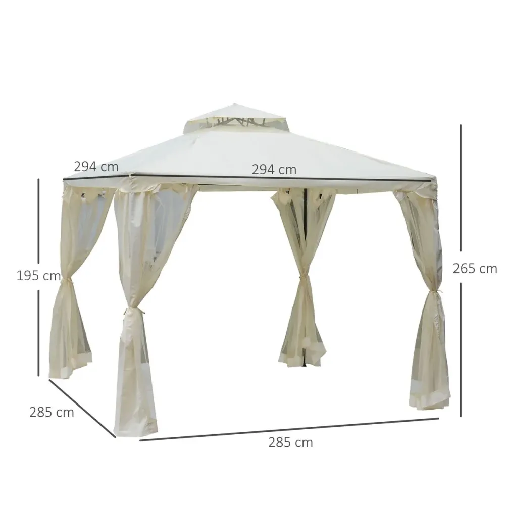 Carpa de jardín Otti Outsunny 4 cortinas 3x3 m con Iluminación LED Integrada