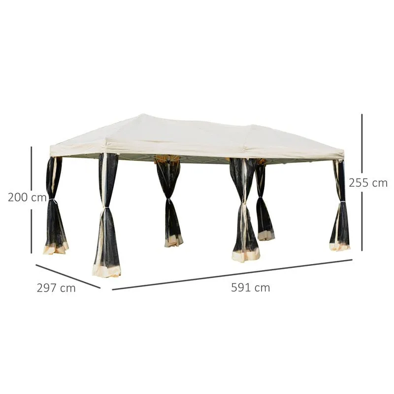 Carpa Outsunny 6 cortinas impermeable crema 255x297x591 cm con Iluminación LED Integrada