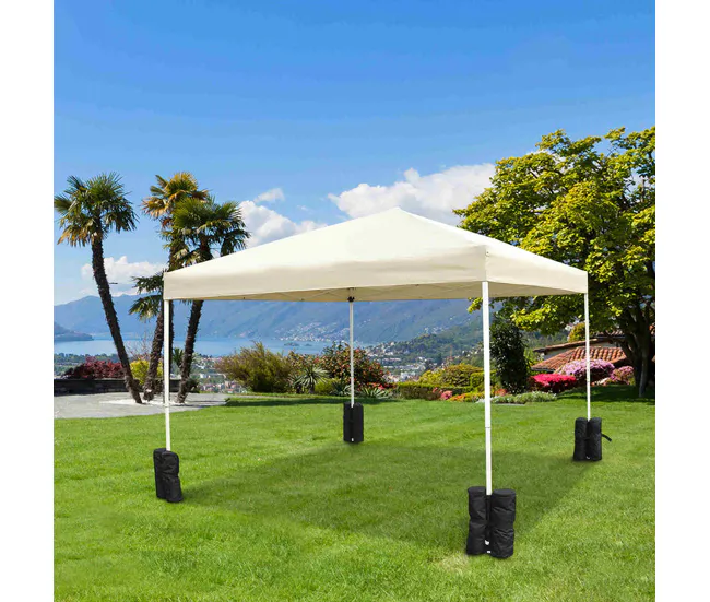Cenador con Mosquitera Outsunny Pack 4 Pesos para Carpas Bolsas de Pesos Pesas de Piernas para Cenador Pabellón Gazebo Bol...