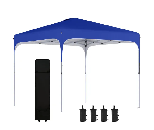 Cenador de Jardín Outsunny Cenador Plegable Pop-UP 2,5x2,5x2,68 m Carpa de Jardín Protección UV 50+ Ajustable en Altura co...