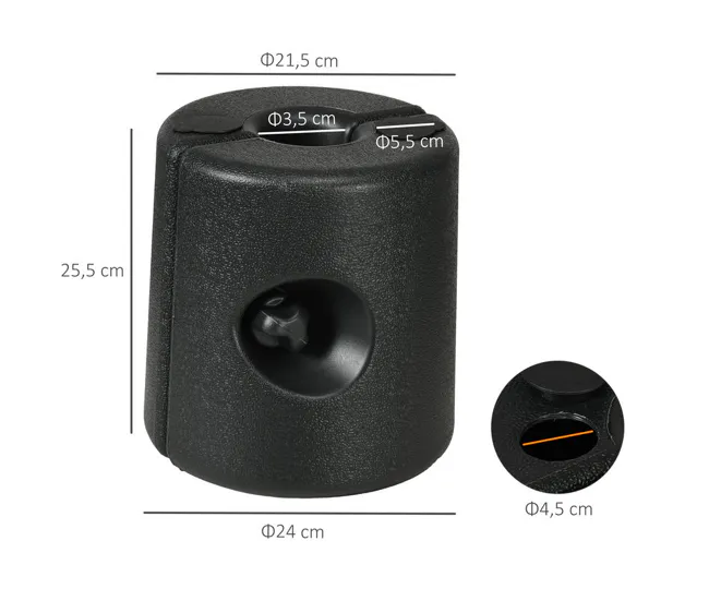 Cenador de Jardín Outsunny Pack de 4 Pesos para Carpas Plegables Soportes Rellenables con 9,2 kg de Agua o 12 kg de Arena...