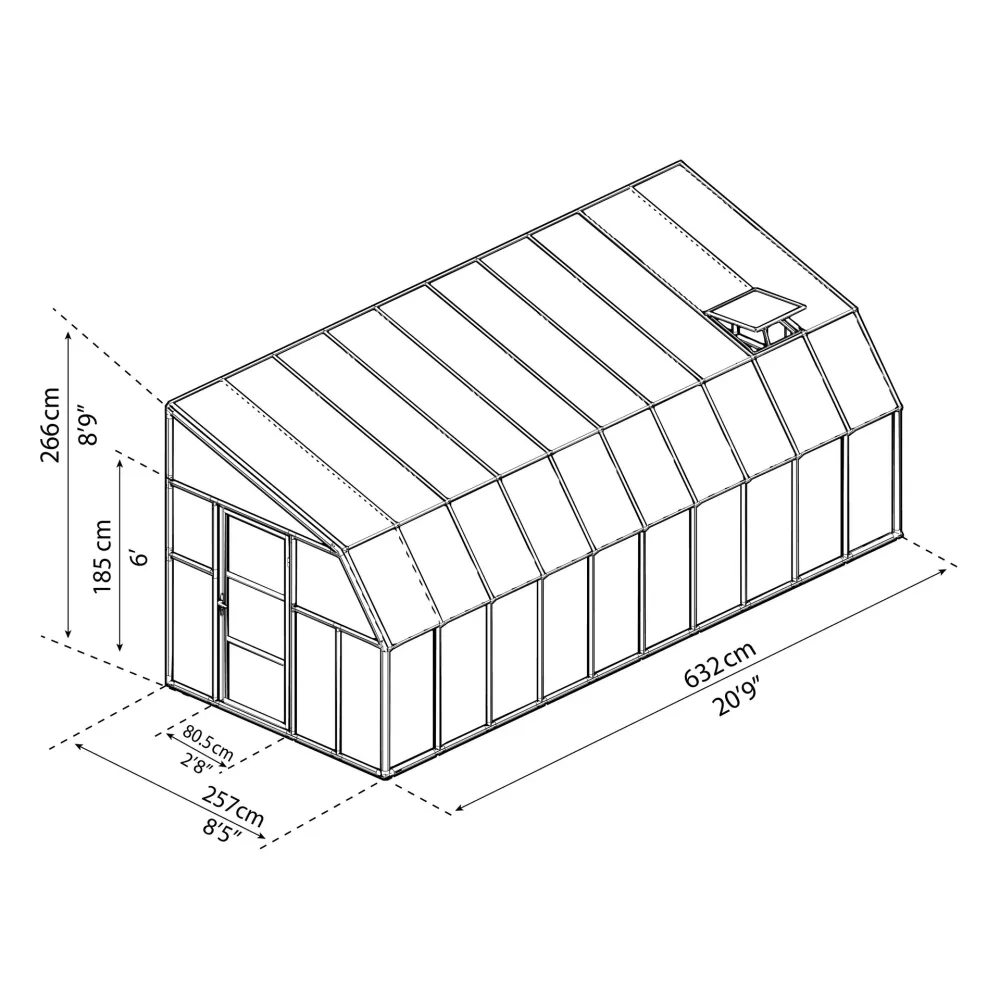 Gazebo Plegable Pérgola adosada cerrada Sunrrom 632x257 cm