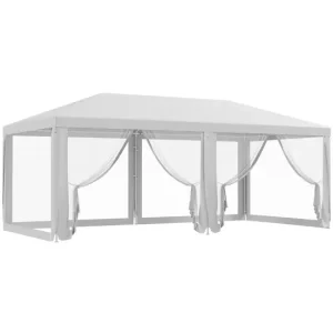 Outsunny Carpa de Jardín 6x3 m Carpa para Fiesta Cenador Desmontable Exterior con 6 Mosquiteras Laterales 2 Puertas con Cr...