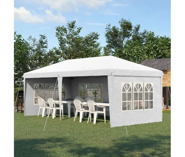 Outsunny Carpa Plegable 6x3 m con 4 Laterales Desmontables Cenador de Jardín con 4 Ventanas Visibles y Bolsa de Transporte...
