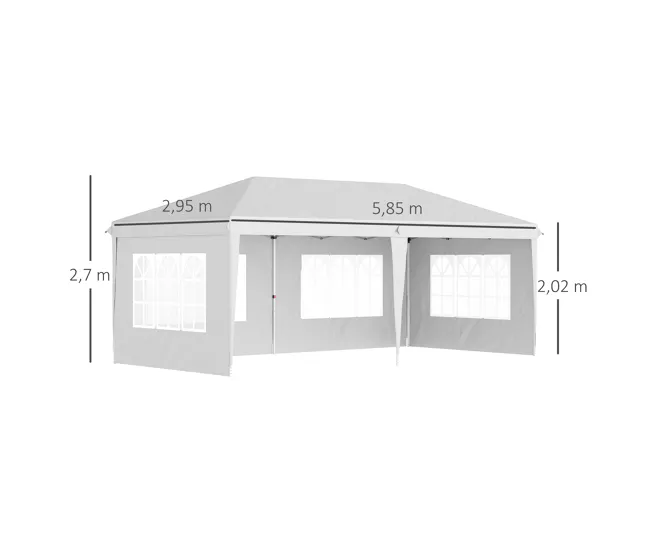 Outsunny Carpa Plegable 6x3 m con 4 Laterales Desmontables Cenador de Jardín con 4 Ventanas Visibles y Bolsa de Transporte...