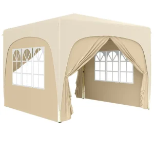 Outsunny Carpa Plegable Gazabo 3x3 m con Paneles Laterales UPF50+ Cenador Pabellón de Jardín con Altura Ajustable y Bolsa...