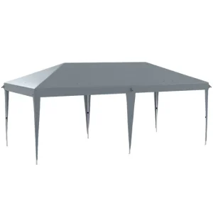 Outsunny Carpa Plegable Gazebo 6x3 m Cenador Plegable con Altura Ajustable en 3 Niveles Toldo Anti-UV y Bolsa de Transport...