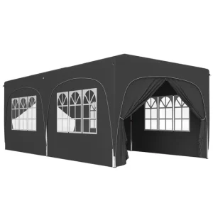 Outsunny Carpa Plegable Gazebo 6x3 m Cenador Plegable con Altura Ajustable 6 Paredes Laterales Anti-UV y Bolsa de Transpor...