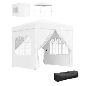 Outsunny Carpa Plegable Pop-up Gazebo 2,5x2,5 m Cenador Plegable con 4 Paredes Laterales Anti-UV Altura Ajustable y Bolsa...