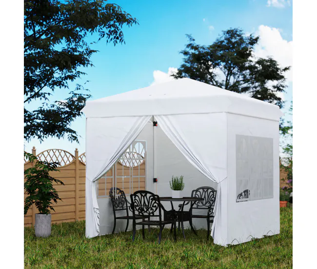 Outsunny Carpa Plegable Pop-up Gazebo 2,5x2,5 m Cenador Plegable con 4 Paredes Laterales Anti-UV Altura Ajustable y Bolsa...