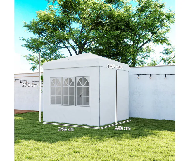 Outsunny Carpa Plegable Pop-up Gazebo 2,5x2,5 m Cenador Plegable con 4 Paredes Laterales Anti-UV Altura Ajustable y Bolsa...